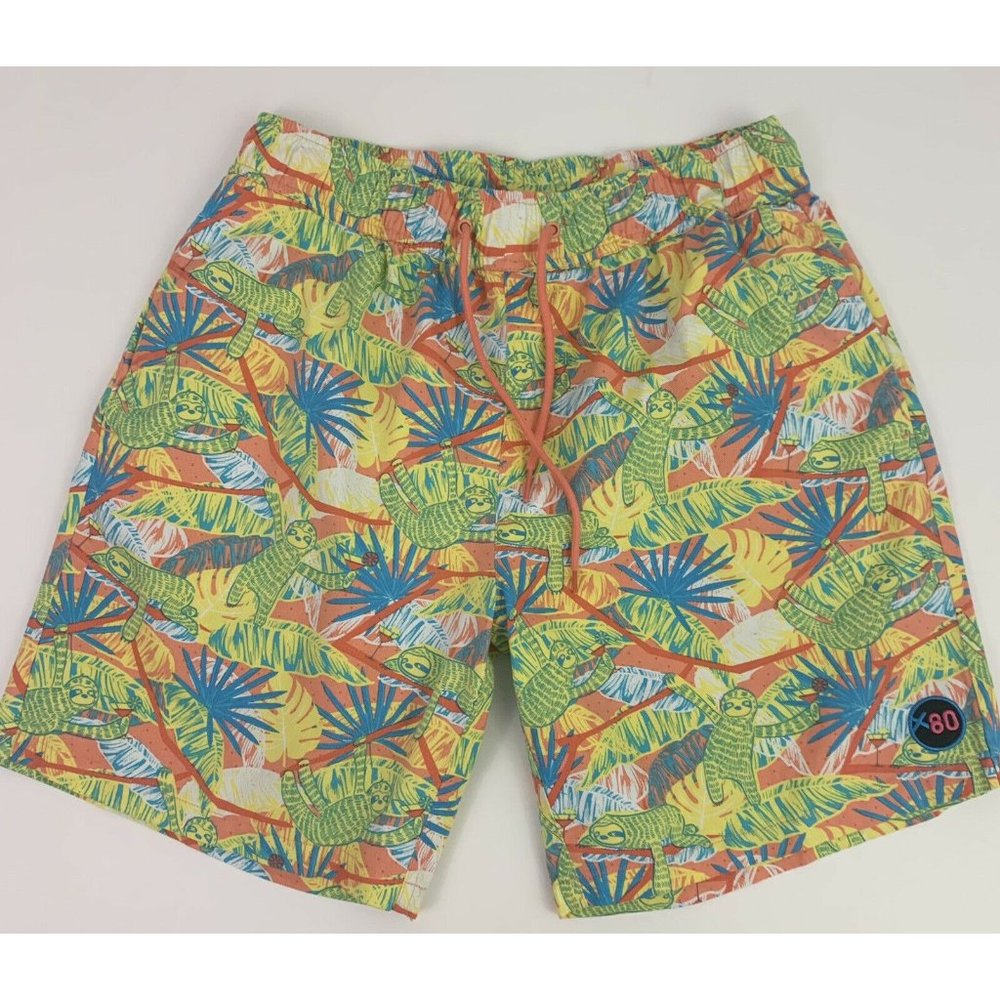 Extreme 80s X80s Men's L Shorts Swim Trunks Sloth Drawstring Elastic Waist